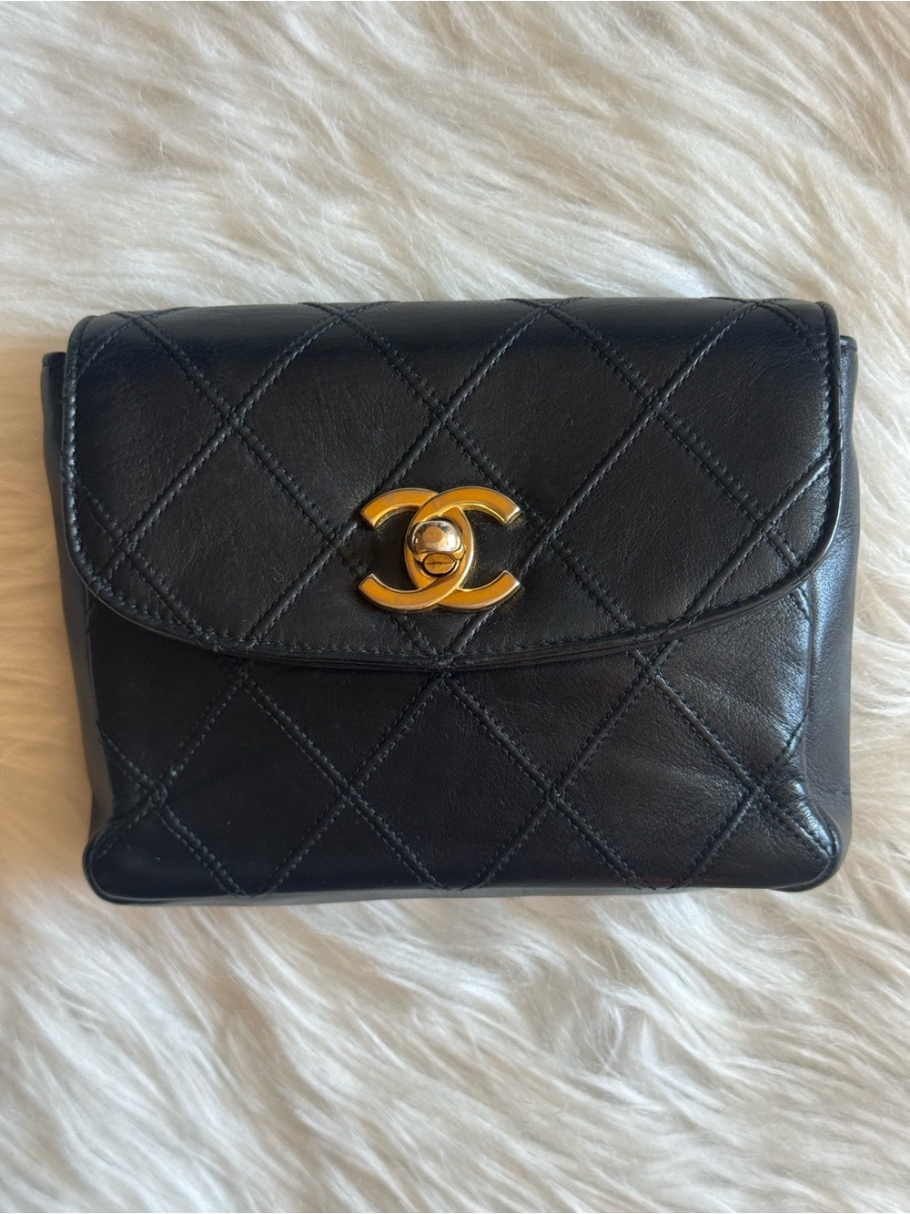 CHANEL Black Quilted Leather Belt Bag with Gold Chain Strap - Picture 3 of 16